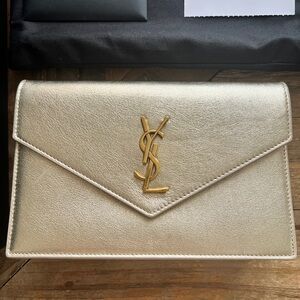 Yves Saint Laurent Shimmering Gold Envelope Clutch
